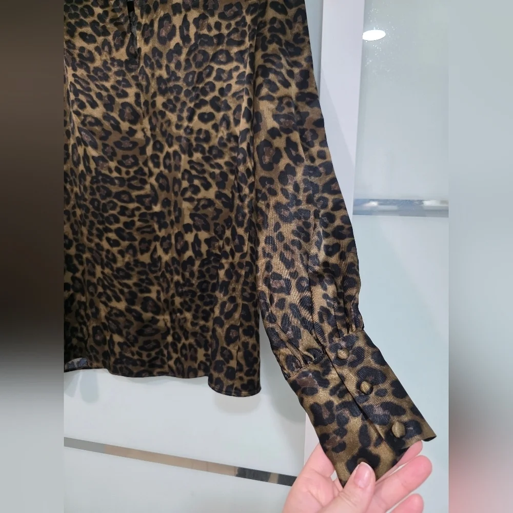 ZARA WOMAN ANIMAL PRINT SHIRT Top Blouse Leopard - Picture 10 of 16